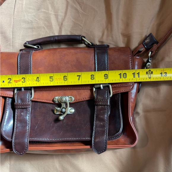 ECOSUSI Vegan Leather Rustic Briefcase/Handbag/Messenger/Crossbody Bag Medium Sz - Picture 12 of 12